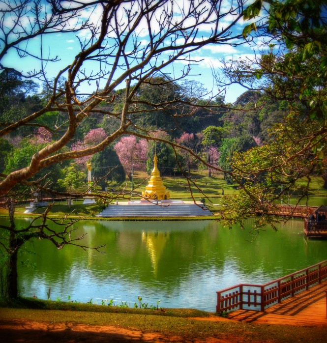 The pagoda in the beautiful gardens of Pyin Oo Lwin