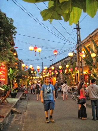 The lanterns lining the street provide great colors at night